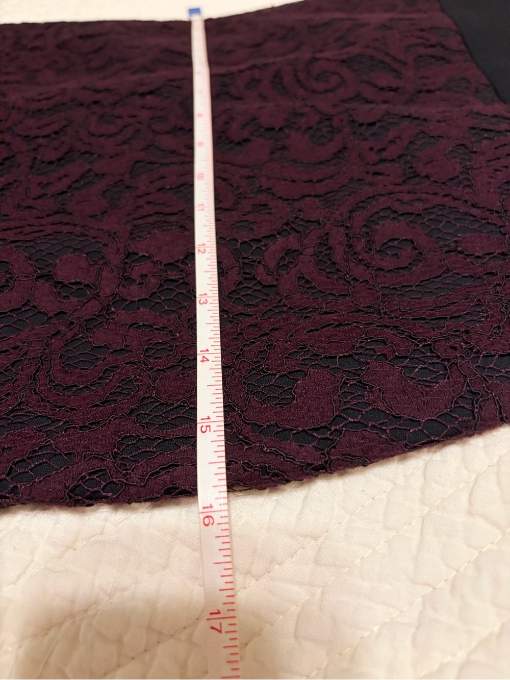 LOFT 00P Plum/purple Lace over black Pencil Skirt with Black Waistband - Picture 5 of 11